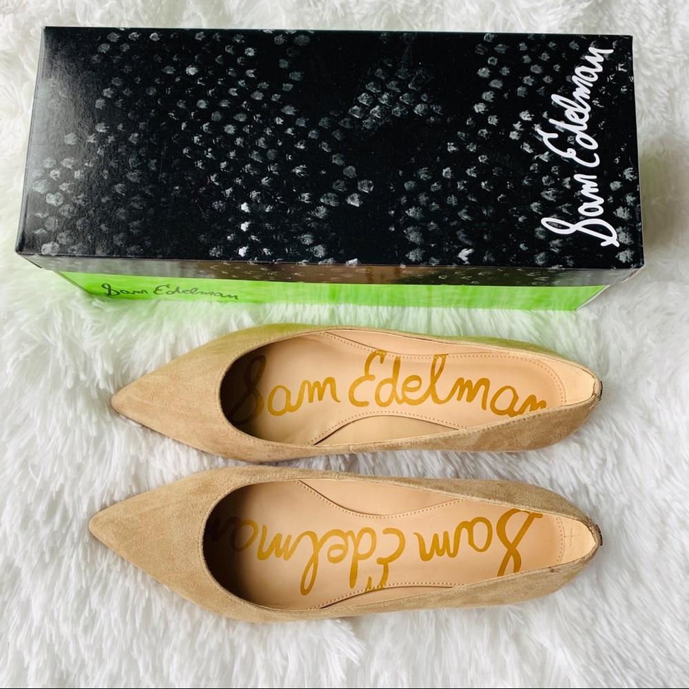 SAM EDELMAN Sally Oatmeal Suede Flats
